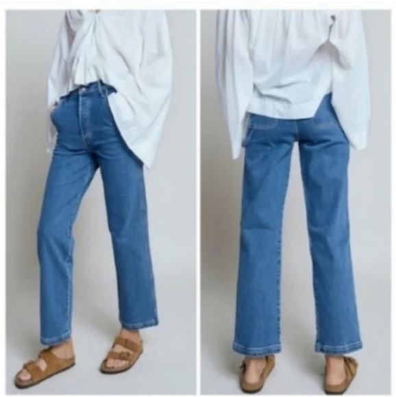 Levi's Ribcage Ankle Utility Cargo Straight Leg Jeans Nine Five Carpenter Pants - Picture 9 of 11